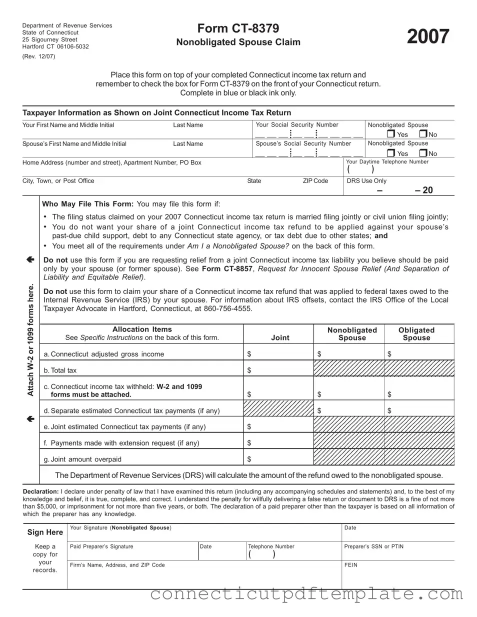 Official Connecticut 8379 Template in PDF