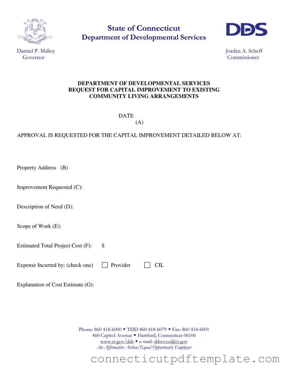 Official Connecticut Capital Improvement Template in PDF
