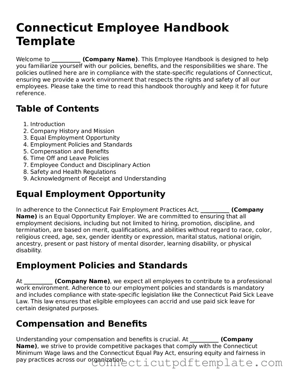 Valid Employee Handbook Template for the State of Connecticut