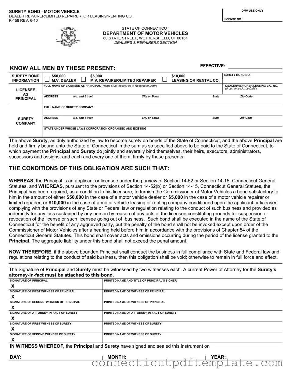 Official Connecticut K 158 Template in PDF