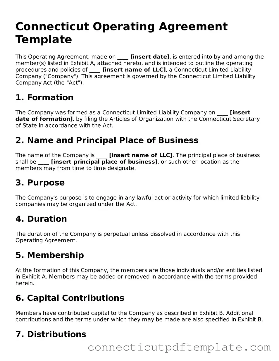 Valid Operating Agreement Template for the State of Connecticut
