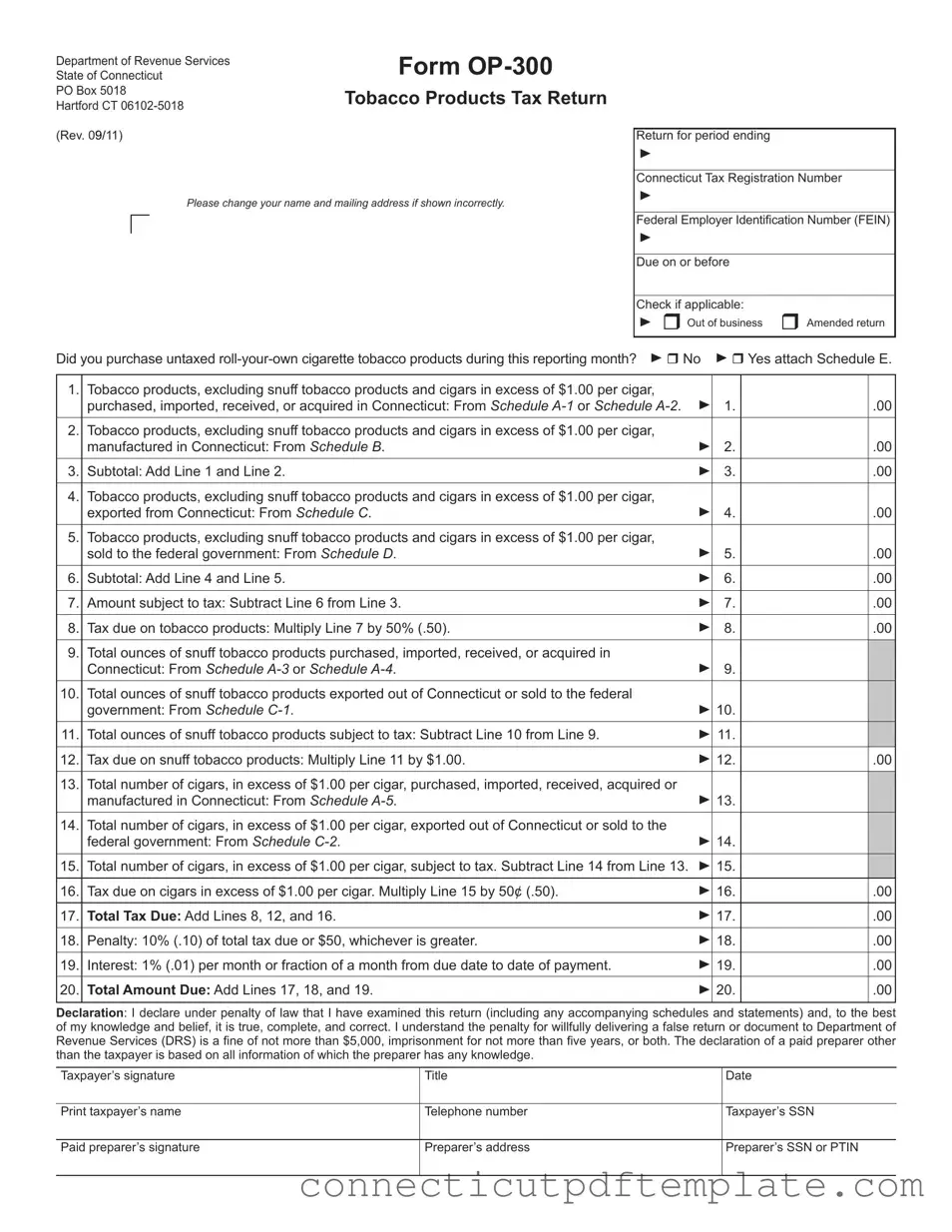 Official Connecticut Op 300 Template in PDF