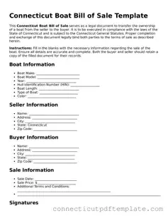 Valid Boat Bill of Sale Template for the State of Connecticut