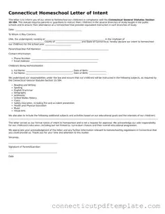 Valid Homeschool Letter of Intent Template for the State of Connecticut