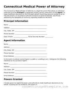 Valid Medical Power of Attorney Template for the State of Connecticut