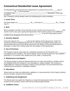 Valid Residential Lease Agreement Template for the State of Connecticut