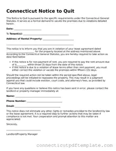 Valid Notice to Quit Template for the State of Connecticut