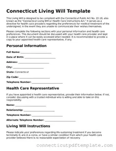 Valid Living Will Template for the State of Connecticut