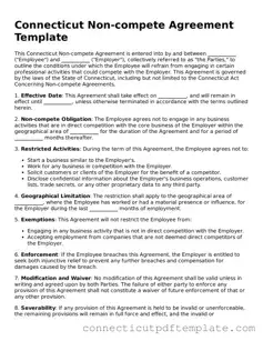 Valid Non-compete Agreement Template for the State of Connecticut