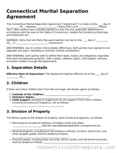Valid Marital Separation Agreement Template for the State of Connecticut