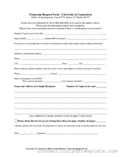 Official Connecticut Transcript Request Template in PDF