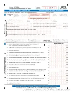 Official Ct 1040 Connecticut Template in PDF